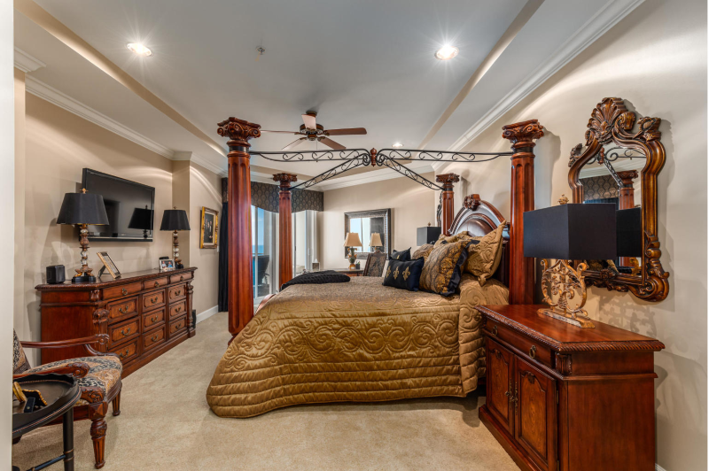 Master bedroom in Grand Dunes condo, Miramar Beach, FL