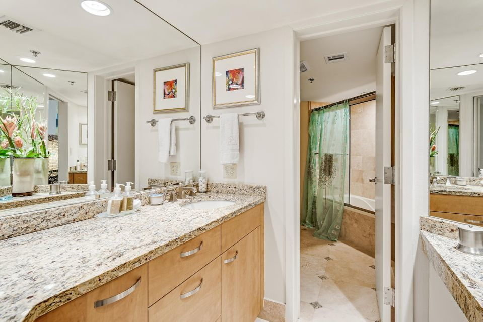 Master bath in East Pass Towers condo