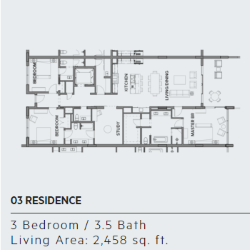 Floor plan for residence 3 at Thirty One condos, Santa Rosa Beach