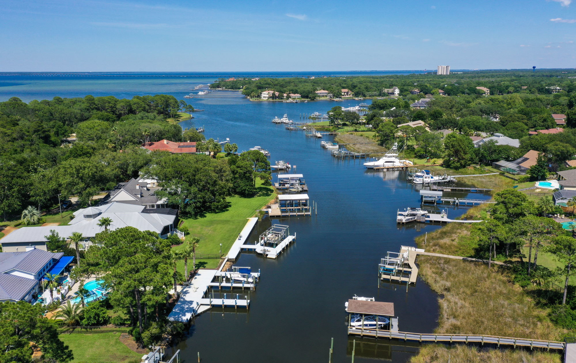 Waterfront homes on the bayou near Destin, FL